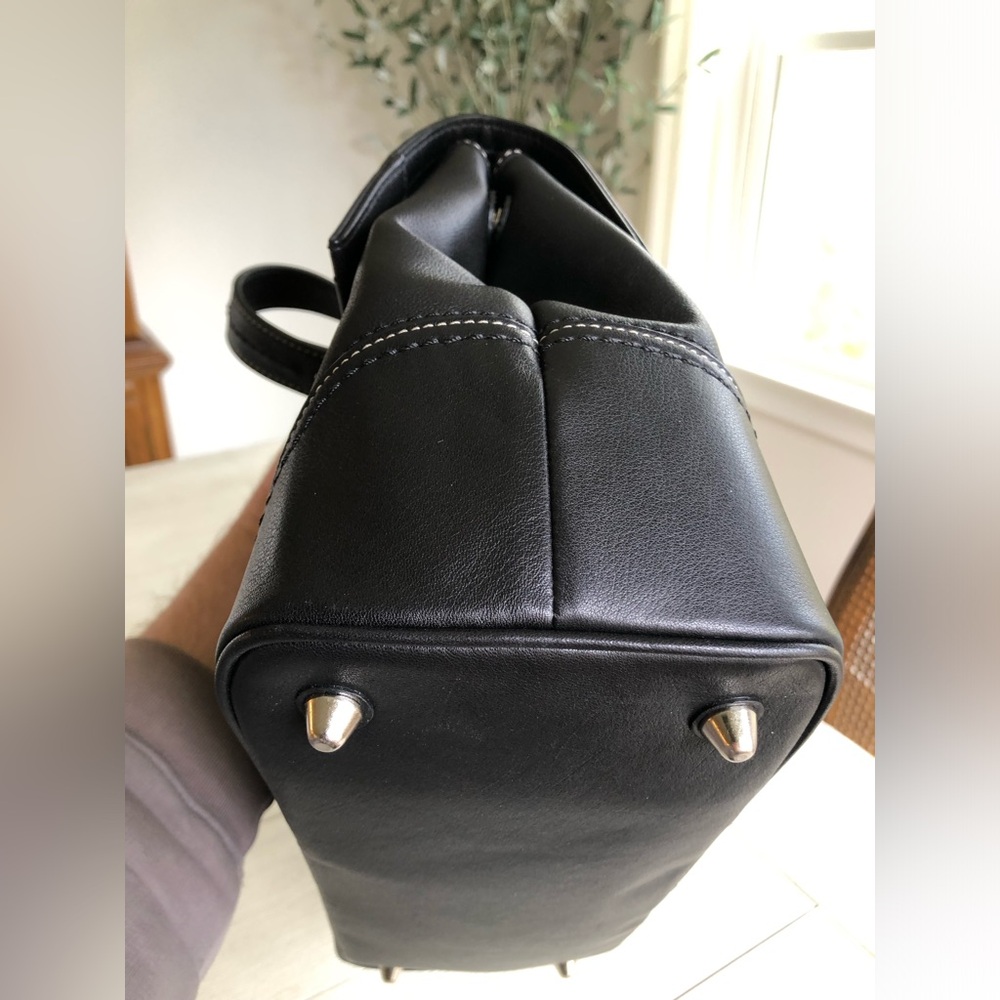 Coach Black Leather Hamilton Buckle Flap Large Satchel F12604 w/ Hangtag/Box/Bag - Picture 7 of 14